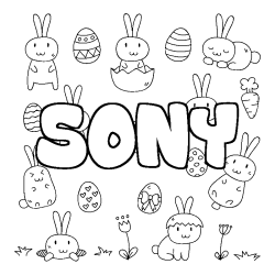 Coloring page first name SONY - Easter background