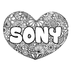 Coloring page first name SONY - Heart mandala background
