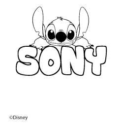 Coloring page first name SONY - Stitch background