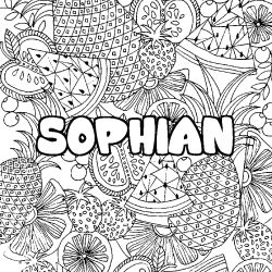 Coloring page first name SOPHIAN - Fruits mandala background