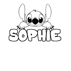 Coloring page first name SOPHIE - Stitch background