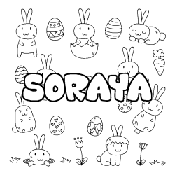 Coloring page first name SORAYA - Easter background