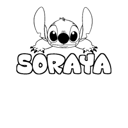 Coloring page first name SORAYA - Stitch background