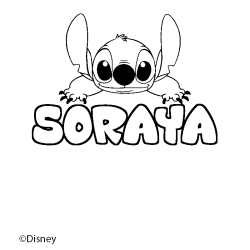 Coloring page first name SORAYA - Stitch background