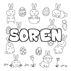 Coloring page first name SOREN - Easter background