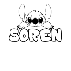 Coloring page first name SOREN - Stitch background