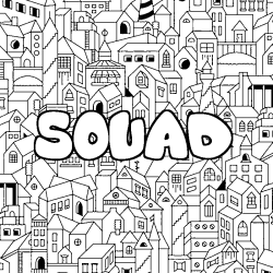 Coloring page first name SOUAD - City background