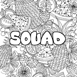 Coloring page first name SOUAD - Fruits mandala background