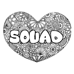 Coloring page first name SOUAD - Heart mandala background