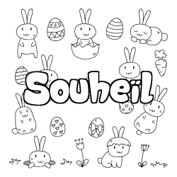 Coloring page first name Souheïl - Easter background