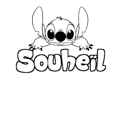 Coloring page first name Souheïl - Stitch background