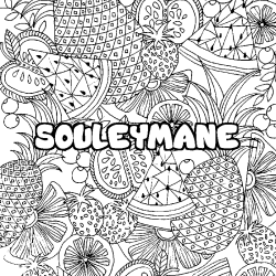 Coloring page first name SOULEYMANE - Fruits mandala background