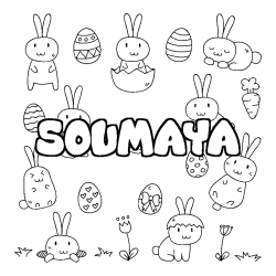 Coloring page first name SOUMAYA - Easter background