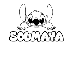 Coloring page first name SOUMAYA - Stitch background