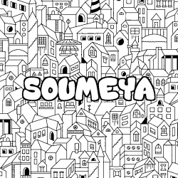 Coloring page first name SOUMEYA - City background