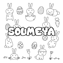 Coloring page first name SOUMEYA - Easter background