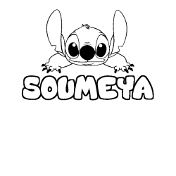 Coloring page first name SOUMEYA - Stitch background