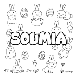 Coloring page first name SOUMIA - Easter background