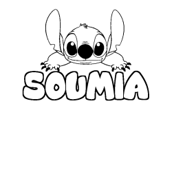 Coloring page first name SOUMIA - Stitch background