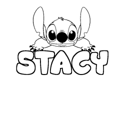 Coloring page first name STACY - Stitch background