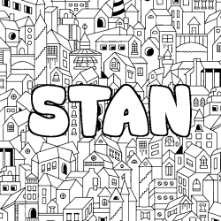 Coloring page first name STAN - City background