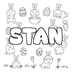 Coloring page first name STAN - Easter background