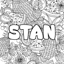 Coloring page first name STAN - Fruits mandala background