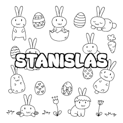 Coloring page first name STANISLAS - Easter background