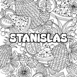 Coloring page first name STANISLAS - Fruits mandala background