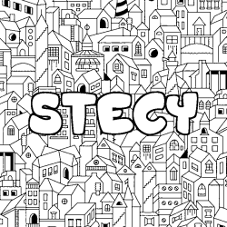 Coloring page first name STECY - City background