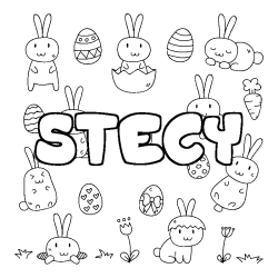 Coloring page first name STECY - Easter background