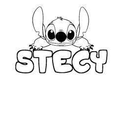Coloring page first name STECY - Stitch background