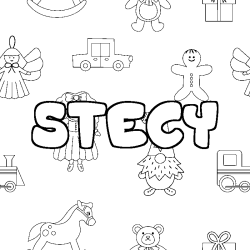 Coloring page first name STECY - Toys background
