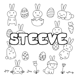 Coloring page first name STEEVE - Easter background