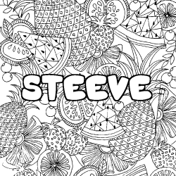Coloring page first name STEEVE - Fruits mandala background