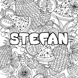 Coloring page first name STEFAN - Fruits mandala background