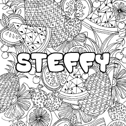 Coloring page first name STEFFY - Fruits mandala background