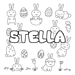 Coloring page first name STELLA - Easter background