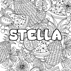 Coloring page first name STELLA - Fruits mandala background