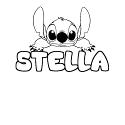 Coloring page first name STELLA - Stitch background