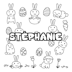 Coloring page first name STÉPHANIE - Easter background