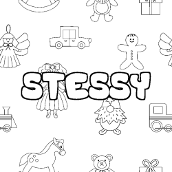 Coloring page first name STESSY - Toys background