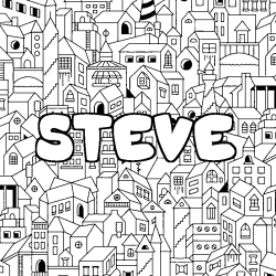 Coloring page first name STEVE - City background