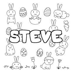 Coloring page first name STEVE - Easter background