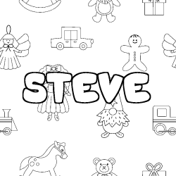 Coloring page first name STEVE - Toys background