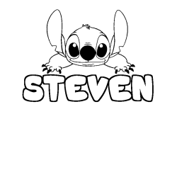 Coloring page first name STEVEN - Stitch background
