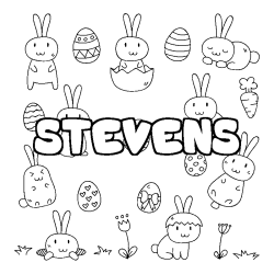 Coloring page first name STEVENS - Easter background