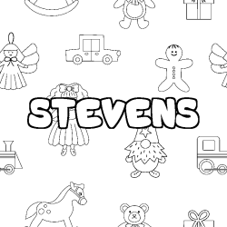 Coloring page first name STEVENS - Toys background