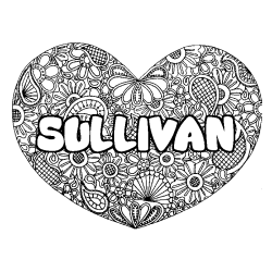 Coloring page first name SULLIVAN - Heart mandala background