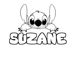 Coloring page first name SUZANE - Stitch background
